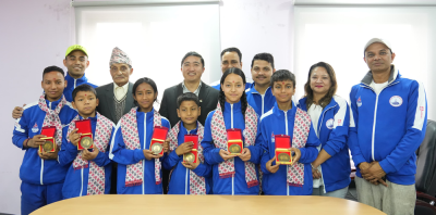  विश्व योगासनाका पदक विजेतालाई राखेपको बधाइ 