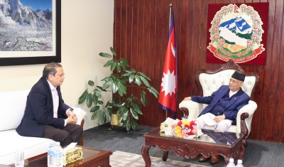  प्रधानमन्त्री ओलीसँग भारतीय जनता पार्टीका नेता चौथाइवालेको भेट 