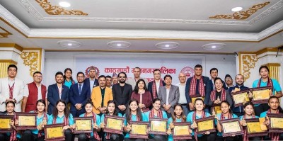  काभा महिला भलिबल लिगको उपविजेता नेपाली टोलीलाई नगदसहित सम्मान 