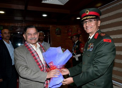  भारतका स्थल सेनाध्यक्ष द्विवेदी काठमाडौँमा 