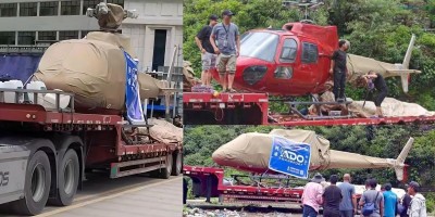  तातोपानी नाकाबाट कन्टेनरमै भित्र्याइयो हेलिकोप्टर 