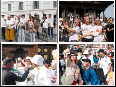  वसन्तपुरमा होलीको रौनक, विदेशी पर्यटकसमेत सहभागी 