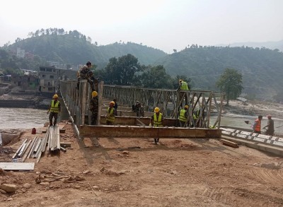  खुर्कोटको पुल निर्माणमा तीव्रता, केहि दिनमा सञ्चालनमा आउने 