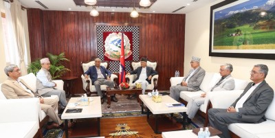  प्रधानमन्त्री ओली र देउवाबीच बालुवाटारमा छलफल 