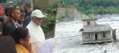  राहत सामग्रीसहित ओली बाढी प्रभावित क्षेत्र विदुर पुगे 