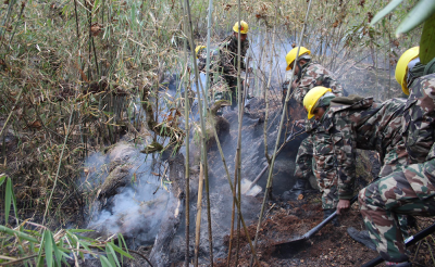  मनाङमा १० दिनदेखि लगातार डढेलो, जटिल भूगोलका कारण नियन्त्रणमा कठिनाइ 