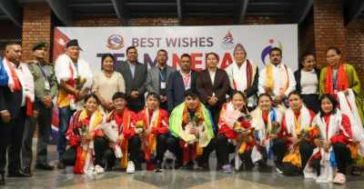 २०औँ एसियाली खेलकुद : नेपाललाई पदक दिलाउने खेलाडीसहितको टोली स्वदेश फर्किए 