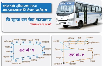  उपत्यकाको दुईवटा रूटमा प्रहरीको निःशुल्क बस सेवा 