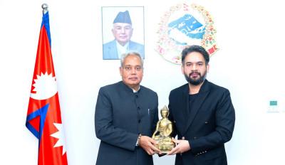  प्रधानमन्त्री शाहसँग भारतीय राजदूत श्रीवास्तवको बिदाइ भेट 
