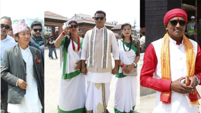  थरीथरीका भेषभूषासहित सांसदहरु शपथग्रहणमा 