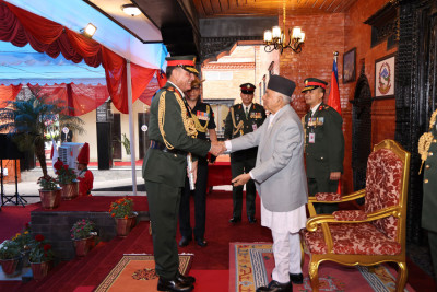  भारतीयस्थल सेनाध्यक्ष सेठलाई नेपाली सेनाको मानार्थ महारथीको दर्ज्यानी चिह्न प्रदान 
